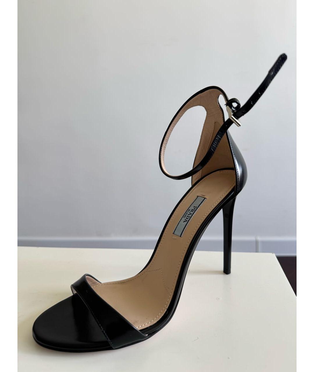PRADA Черные кожаные босоножки, фото 4