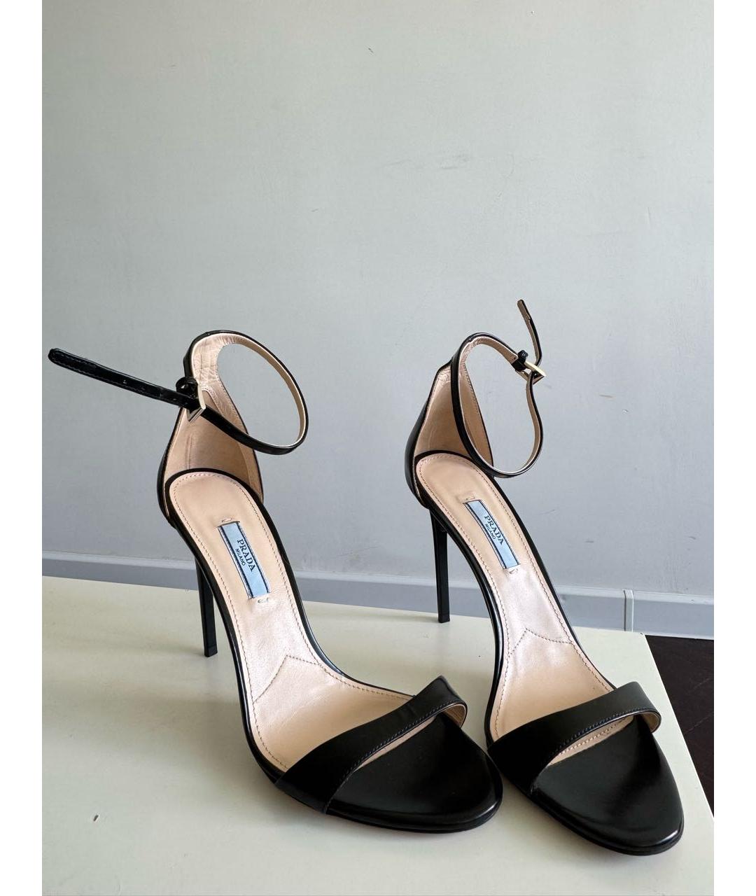 PRADA Черные кожаные босоножки, фото 7