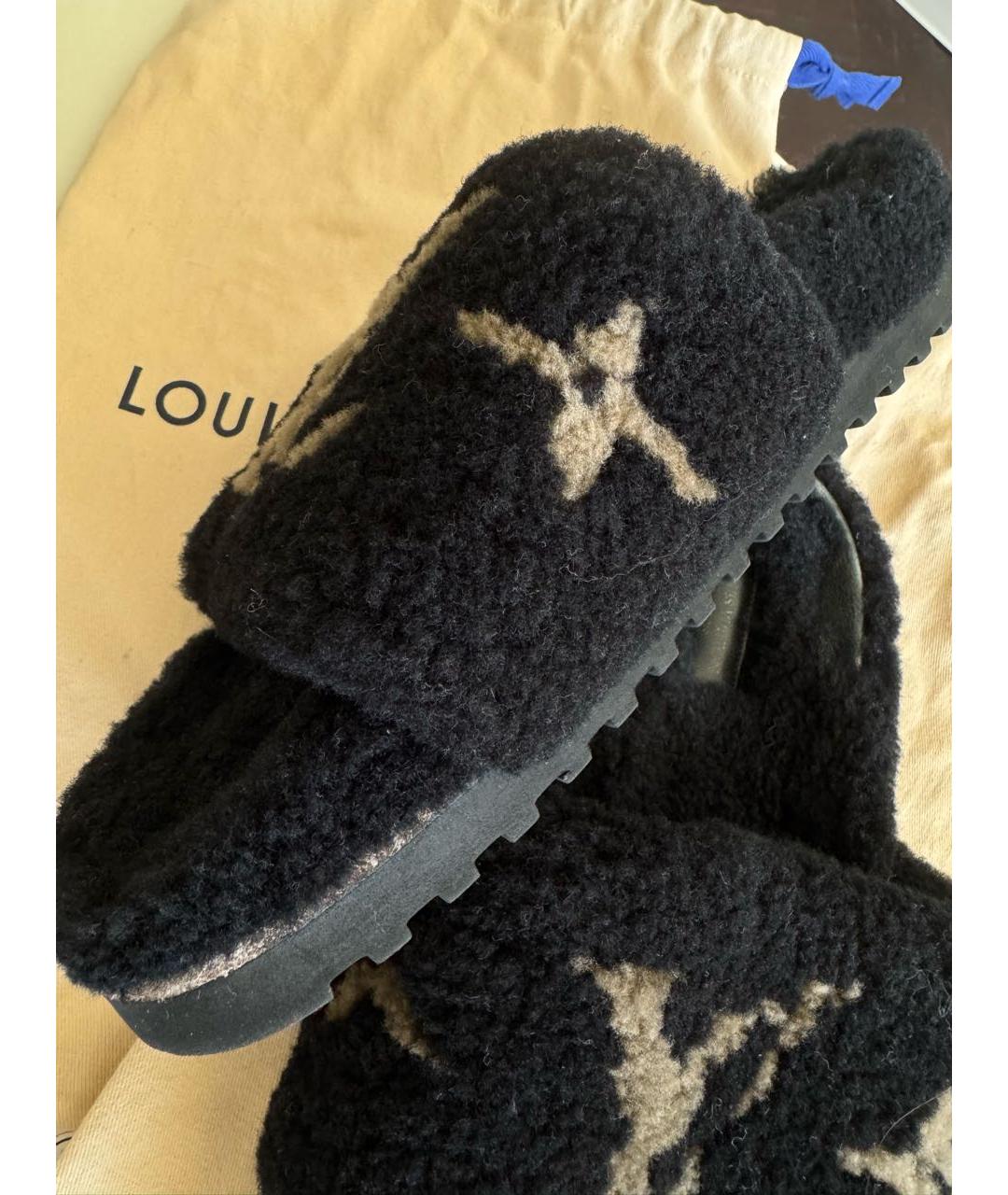 LOUIS VUITTON Черные шлепанцы, фото 5