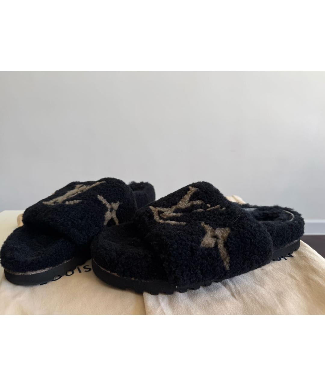 LOUIS VUITTON Черные шлепанцы, фото 6