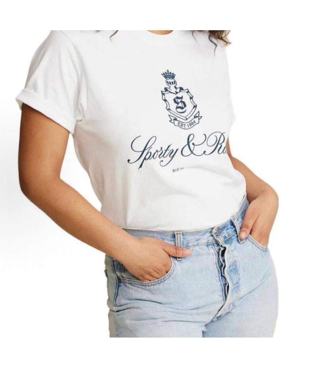 SPORTY AND RICH Белая хлопковая футболка, фото 3