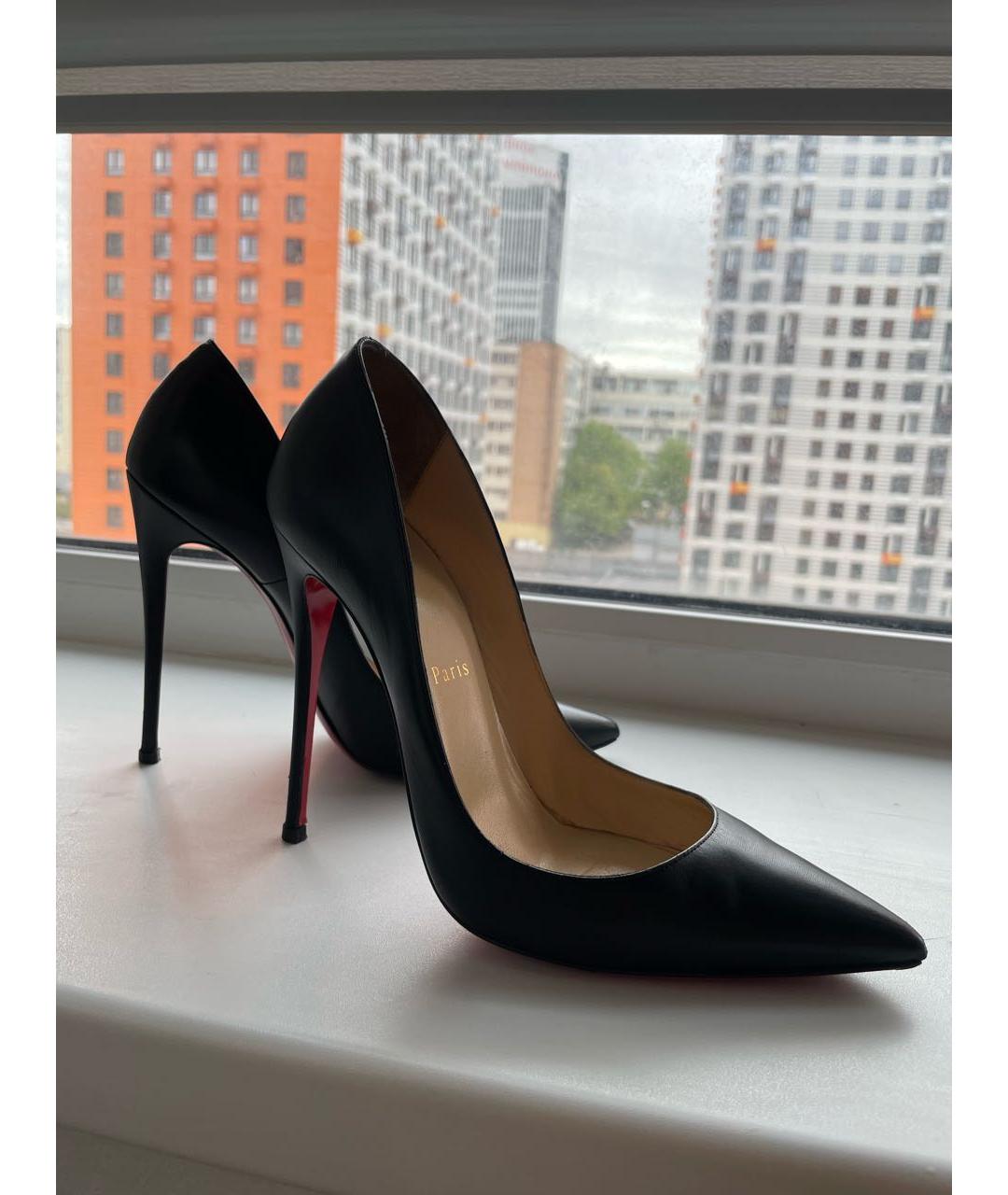 CHRISTIAN LOUBOUTIN Черные кожаные туфли, фото 2