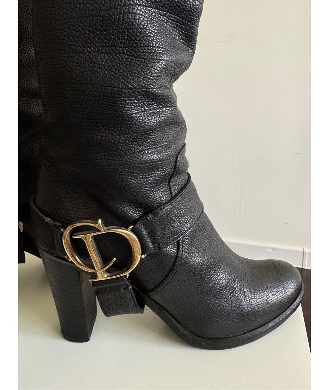 CHRISTIAN DIOR Черные кожаные сапоги, фото 4