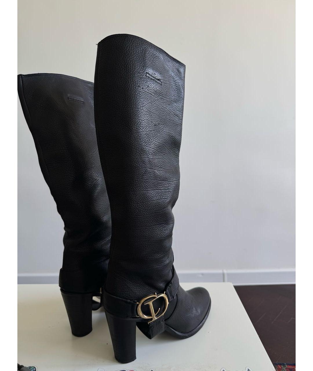 CHRISTIAN DIOR Черные кожаные сапоги, фото 2