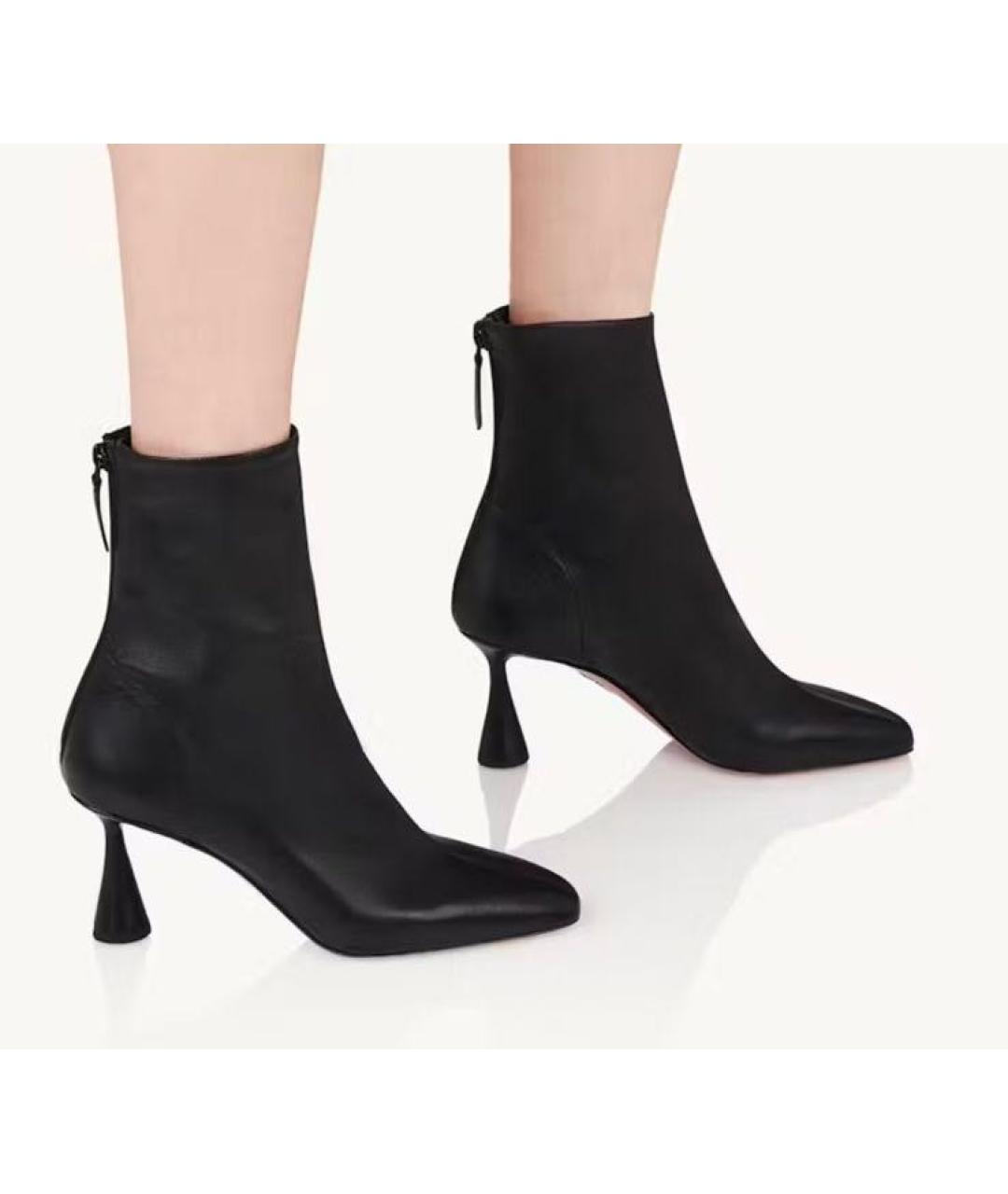 AQUAZZURA Черные кожаные ботильоны, фото 3
