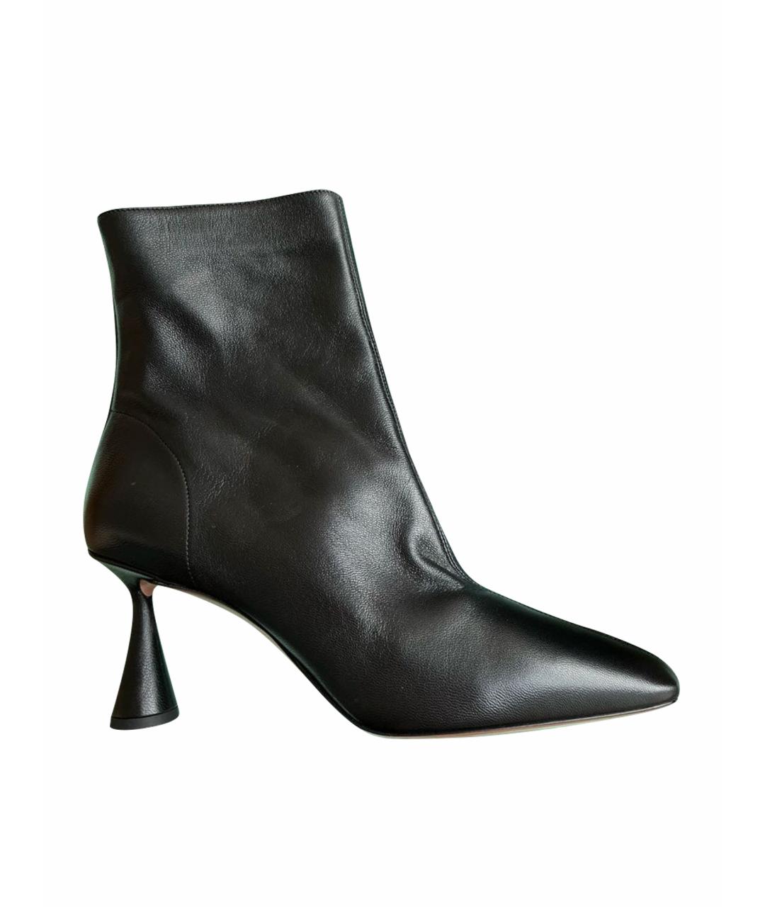 AQUAZZURA Черные кожаные ботильоны, фото 1