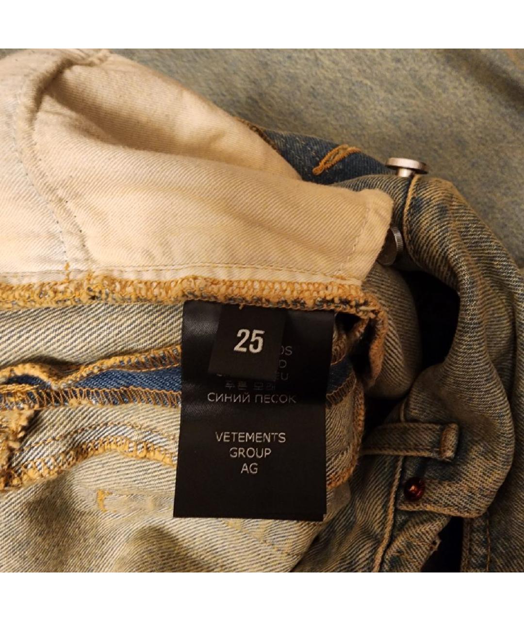VETEMENTS Голубые хлопковые джинсы клеш, фото 5