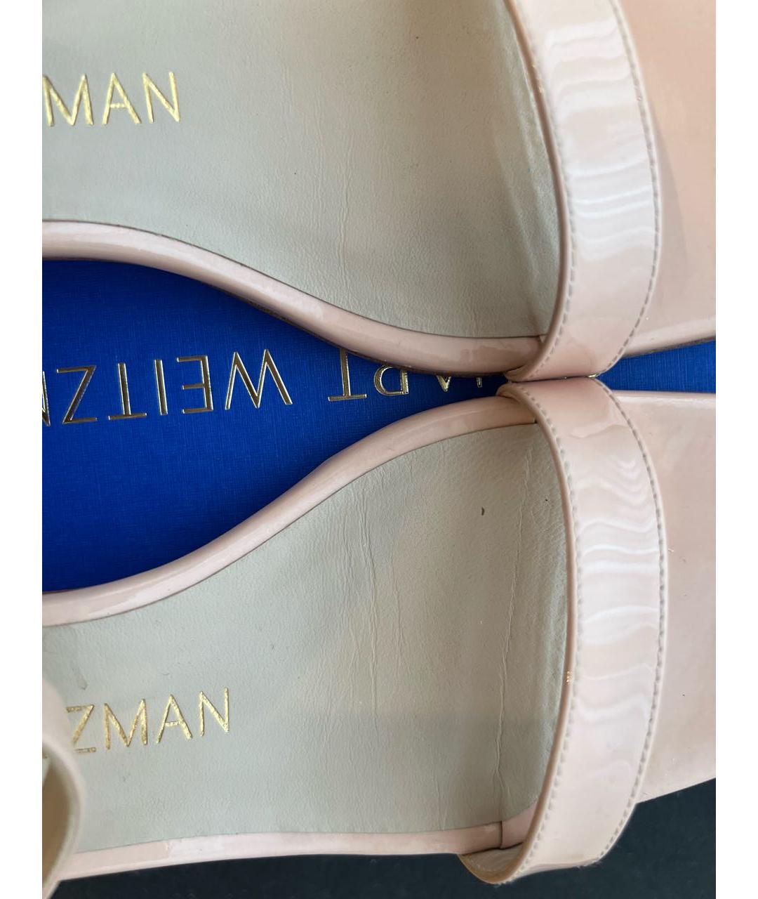 STUART WEITZMAN Бежевые босоножки из лакированной кожи, фото 5
