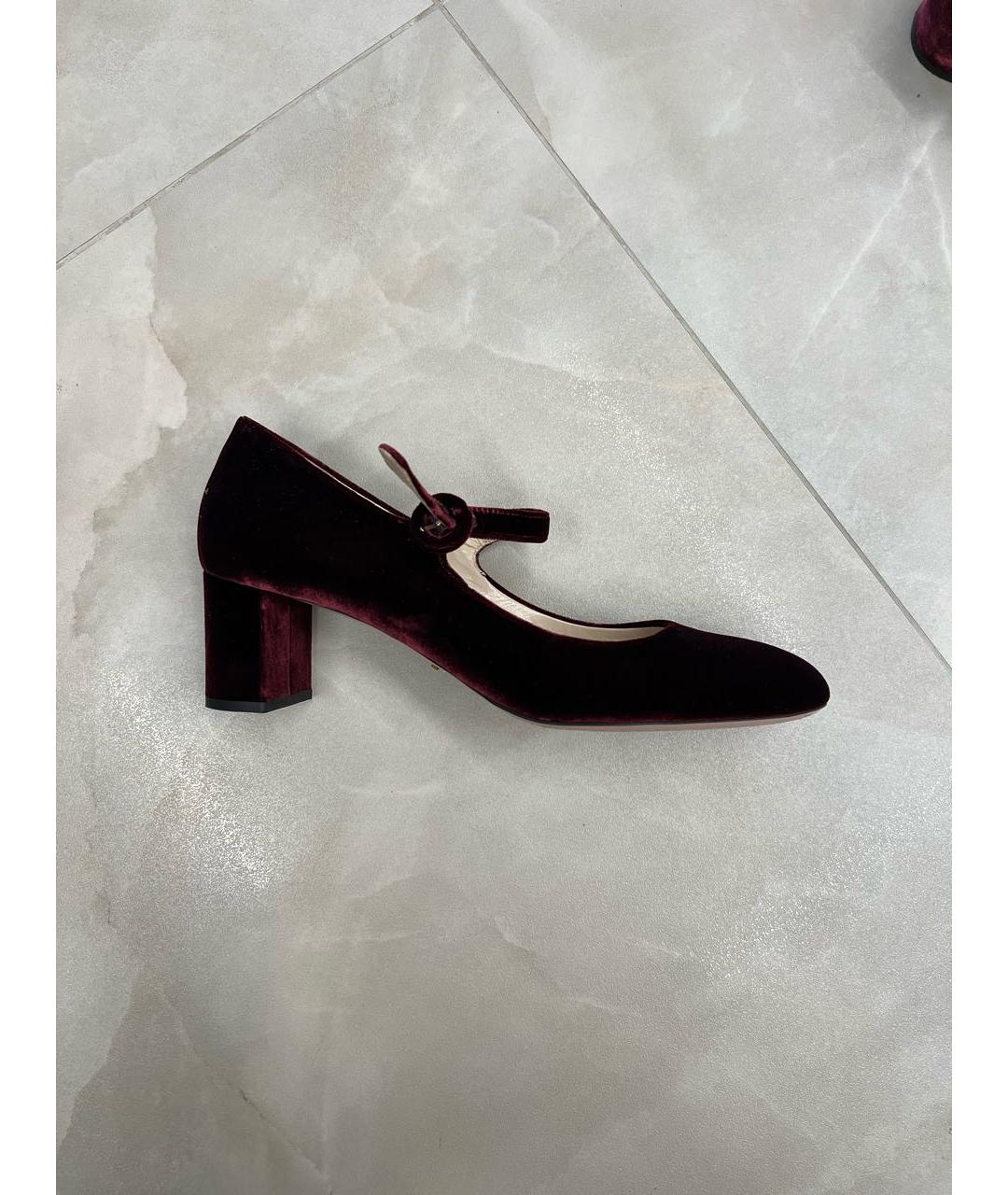 PRADA Бордовые бархатные туфли, фото 5