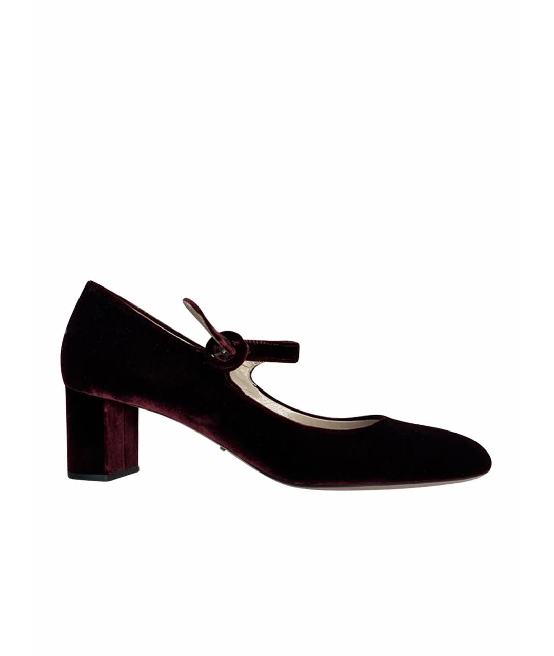 PRADA Бордовые бархатные туфли, фото 1