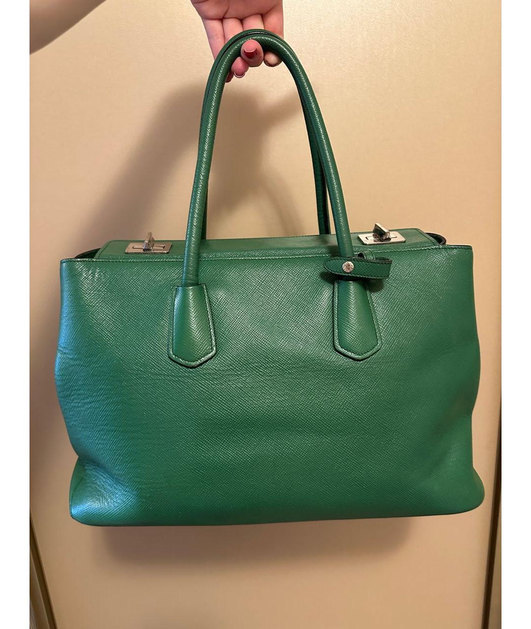 PRADA Зеленая кожаная сумка тоут, фото 3