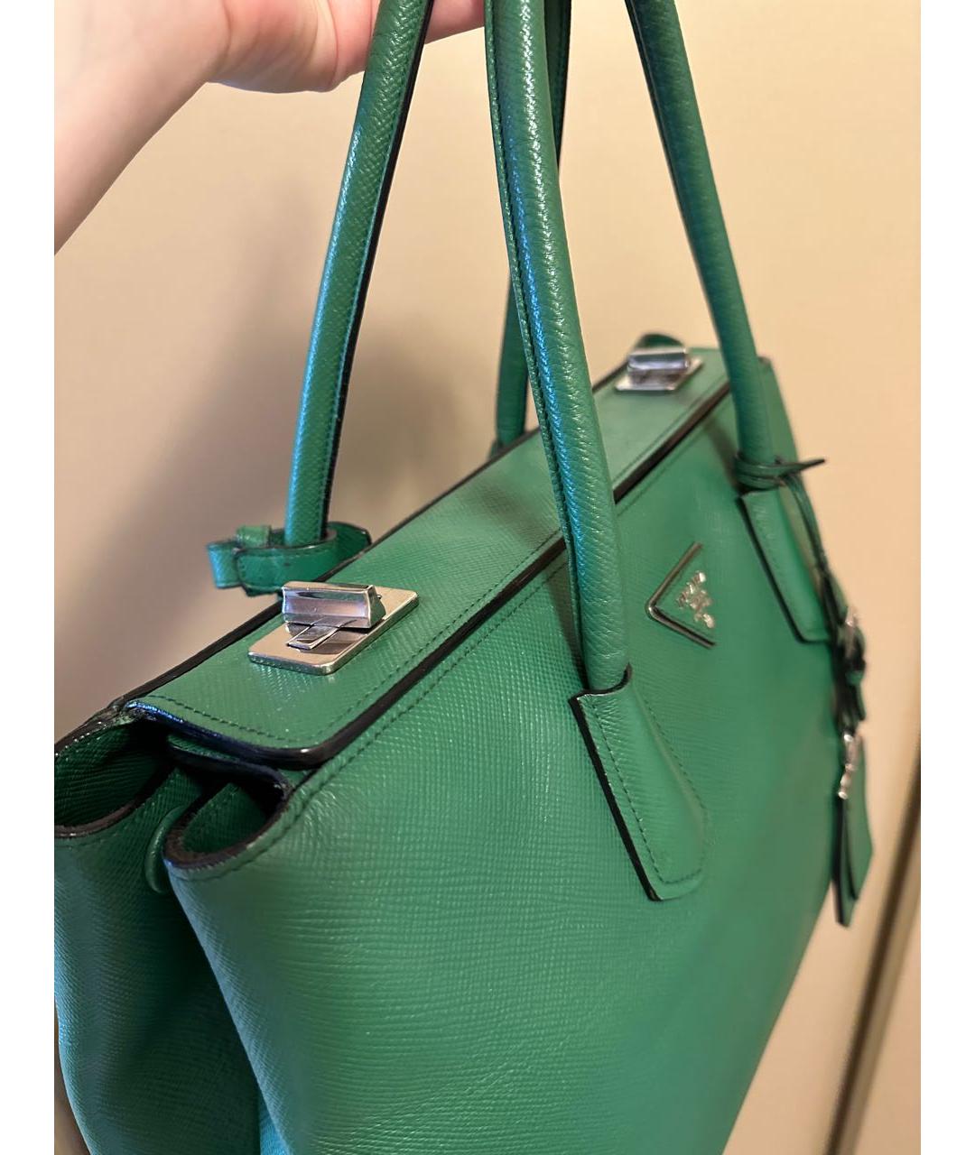 PRADA Зеленая кожаная сумка тоут, фото 6