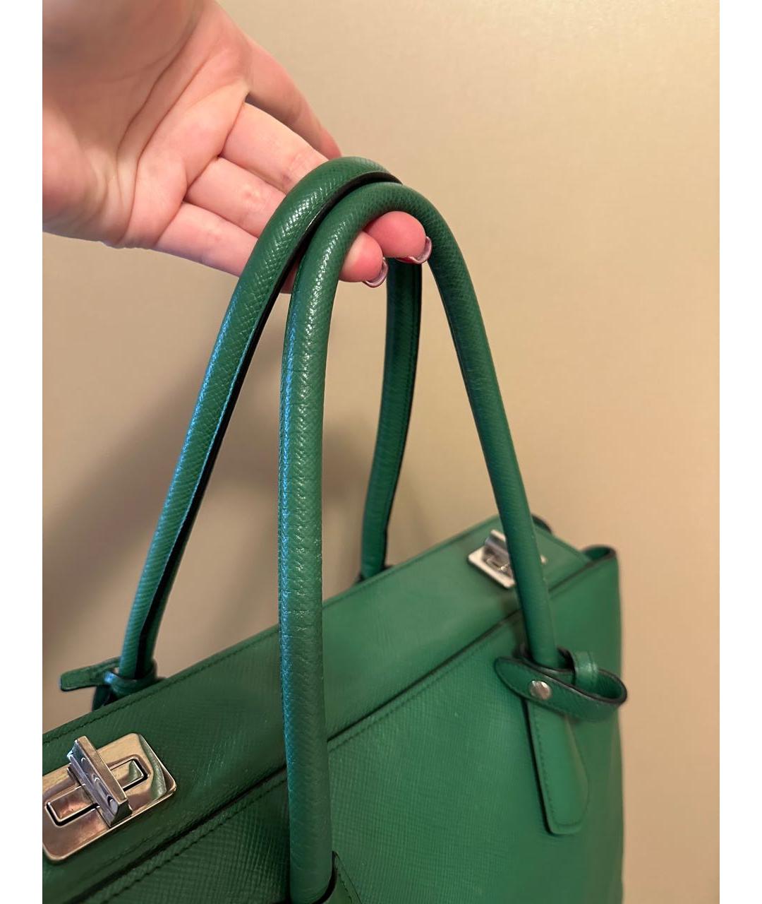 PRADA Зеленая кожаная сумка тоут, фото 4