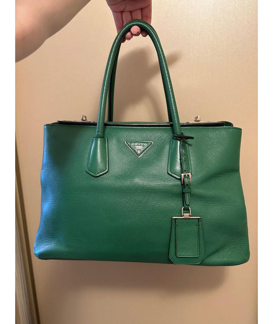 PRADA Зеленая кожаная сумка тоут, фото 2