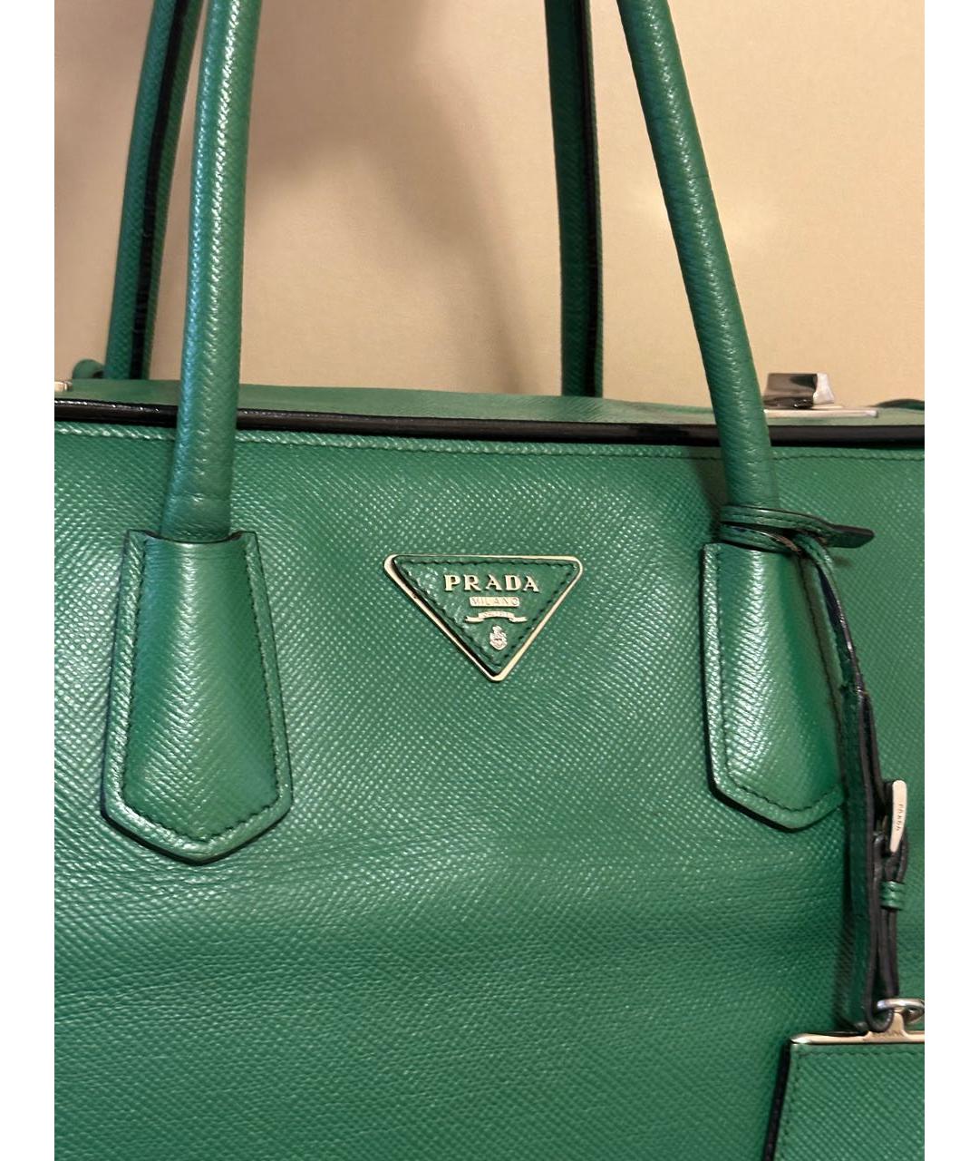 PRADA Зеленая кожаная сумка тоут, фото 7