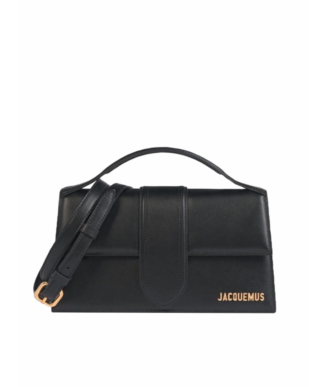 JACQUEMUS Черная кожаная сумка с короткими ручками, фото 1