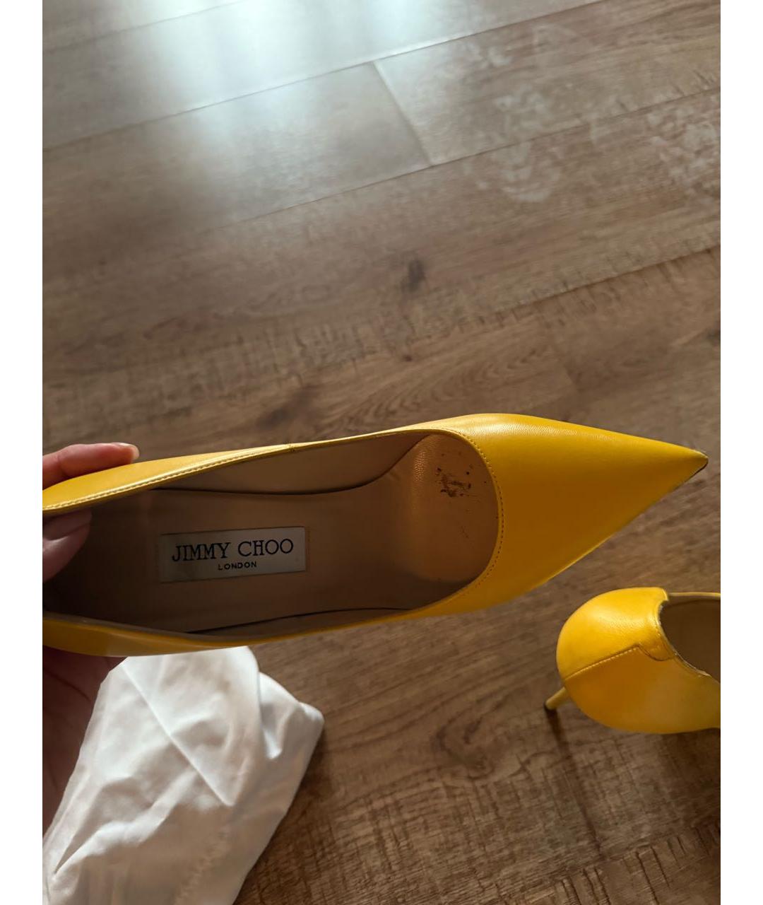 JIMMY CHOO Желтые кожаные туфли, фото 2