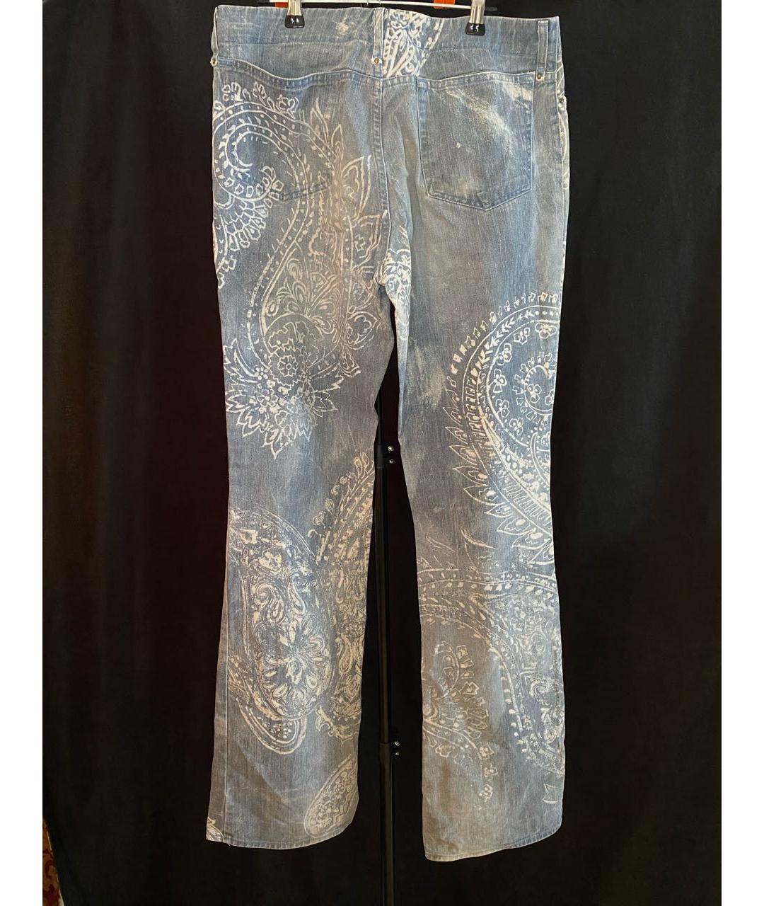 JUST CAVALLI Голубые хлопковые прямые джинсы, фото 2