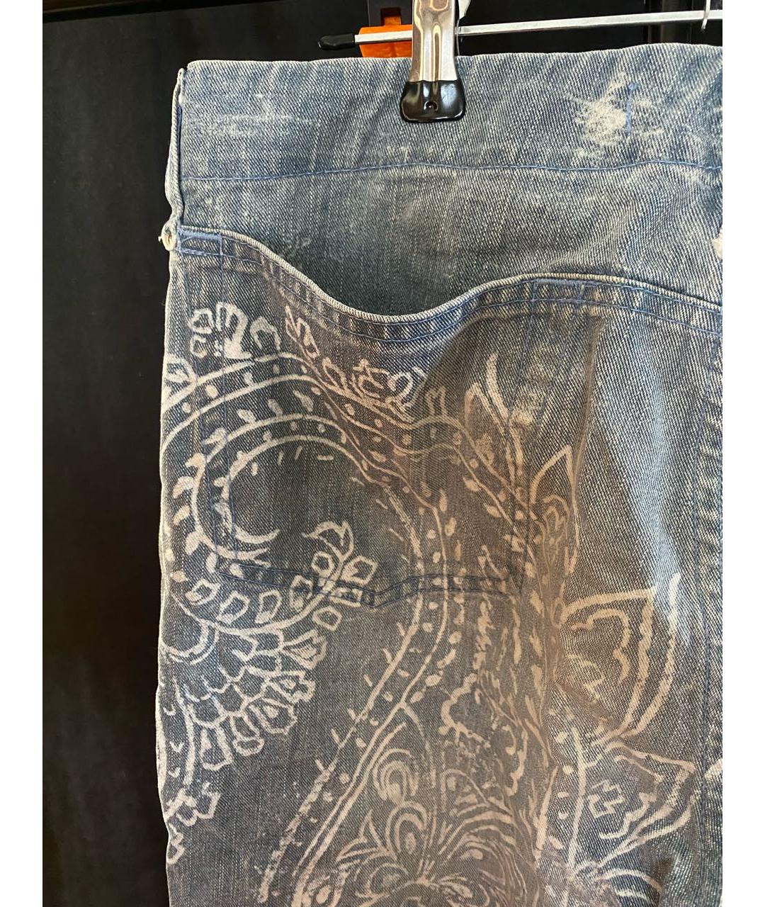 JUST CAVALLI Голубые хлопковые прямые джинсы, фото 5
