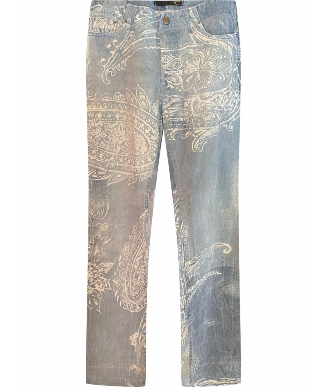 JUST CAVALLI Голубые хлопковые прямые джинсы, фото 1