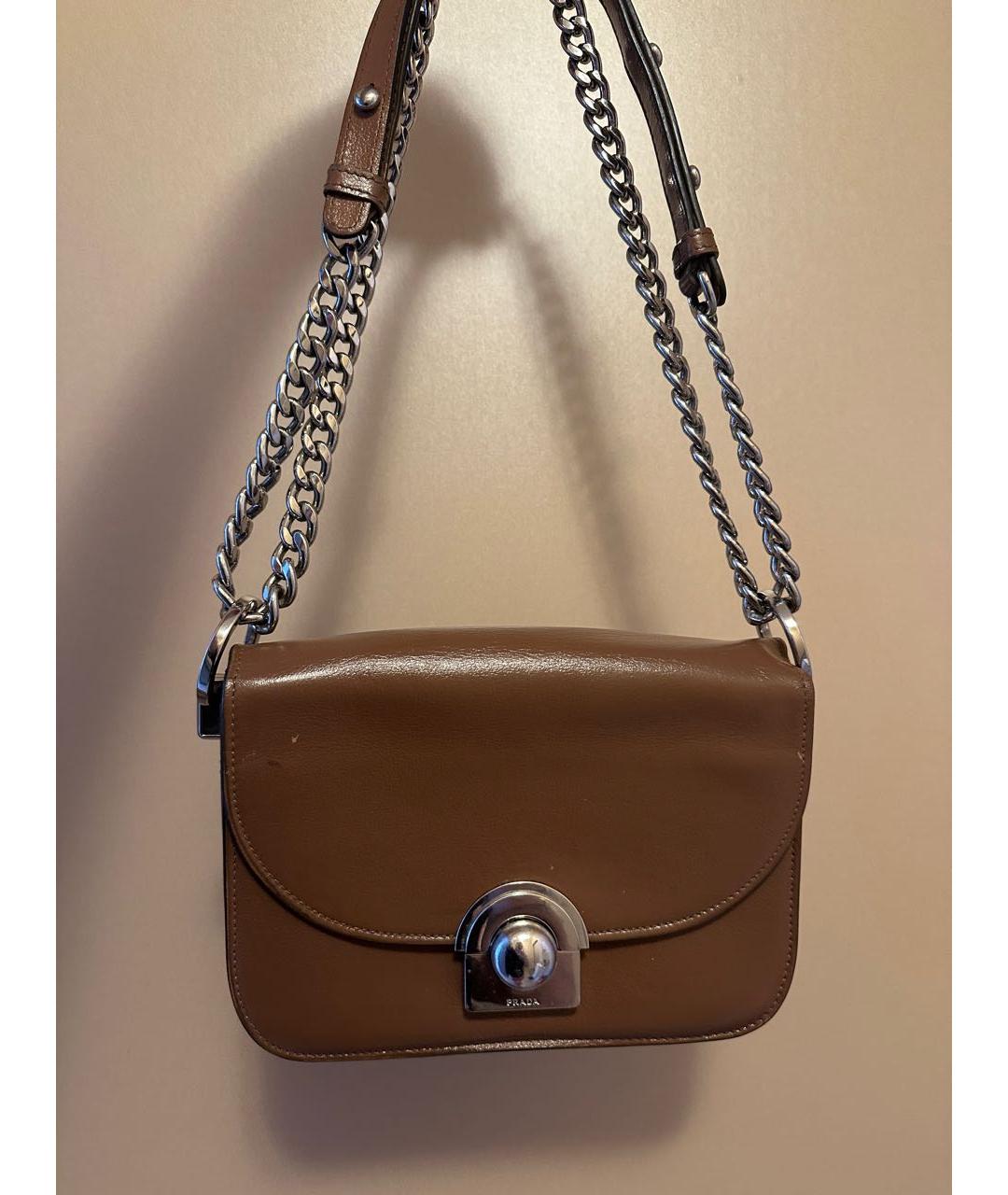 PRADA Коричневая кожаная сумка через плечо, фото 9