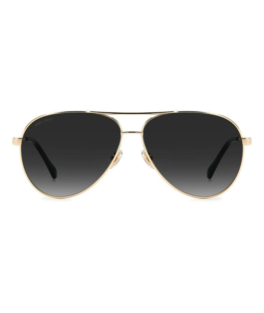 JIMMY CHOO Золотые металлические солнцезащитные очки, фото 1