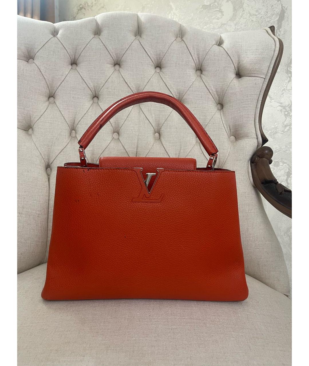LOUIS VUITTON Коралловая кожаная сумка тоут, фото 7