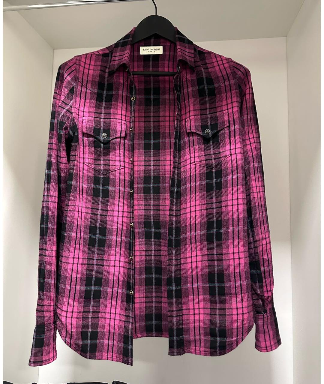 SAINT LAURENT Розовая хлопковая рубашка, фото 3