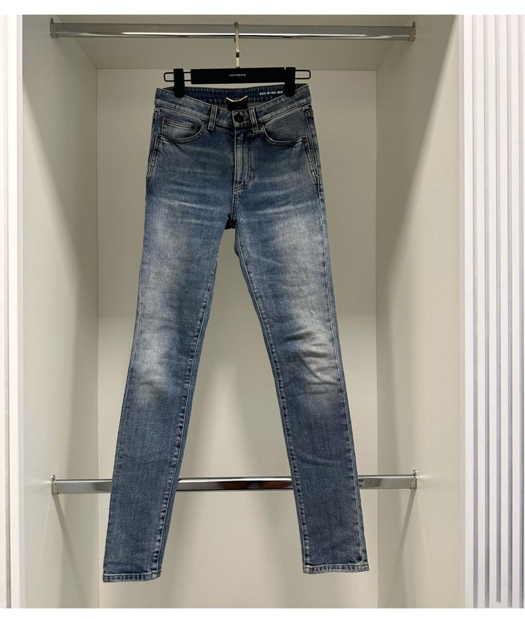 SAINT LAURENT Синие хлопковые прямые джинсы, фото 9