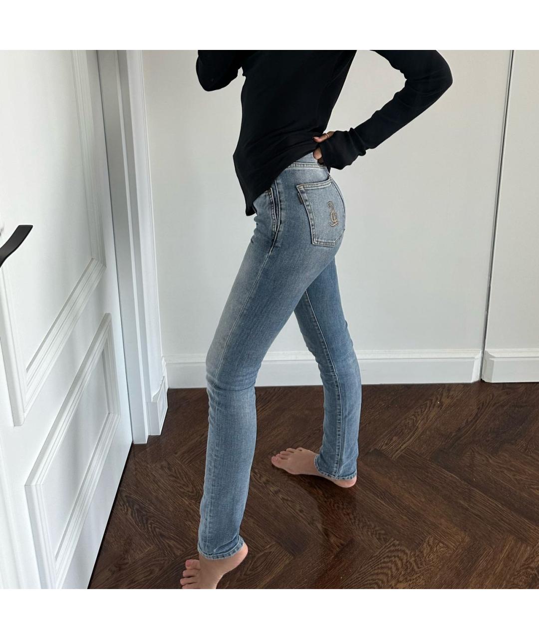 SAINT LAURENT Синие хлопковые прямые джинсы, фото 6