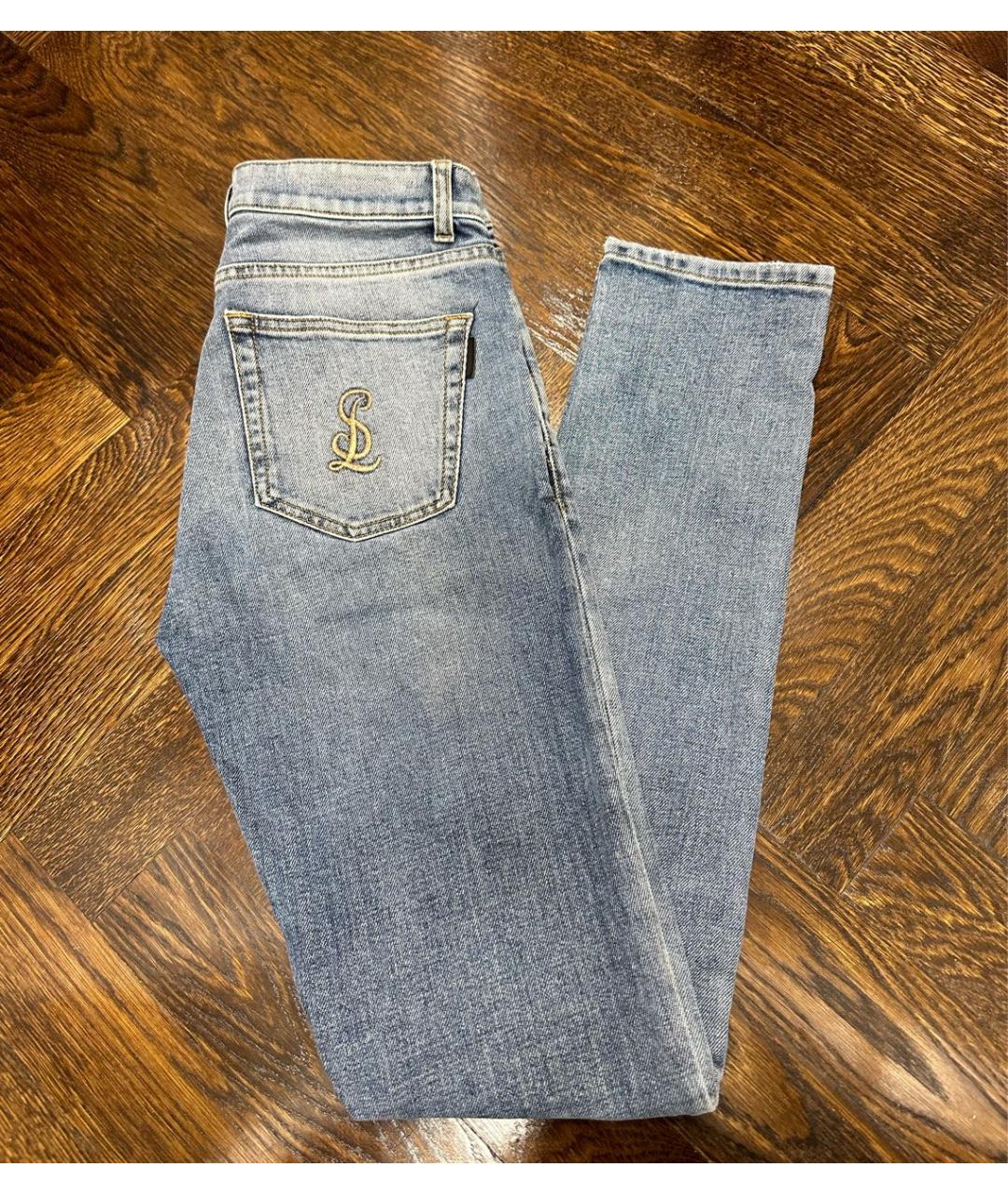 SAINT LAURENT Синие хлопковые прямые джинсы, фото 3