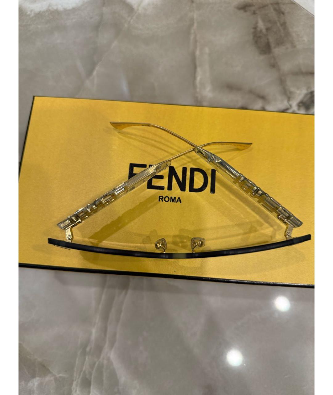FENDI Голубые металлические солнцезащитные очки, фото 3
