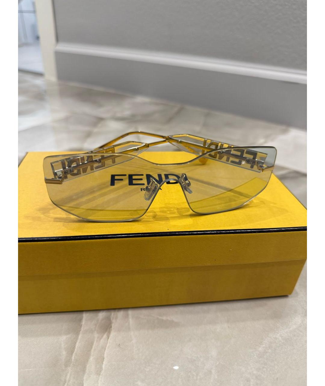 FENDI Голубые металлические солнцезащитные очки, фото 8