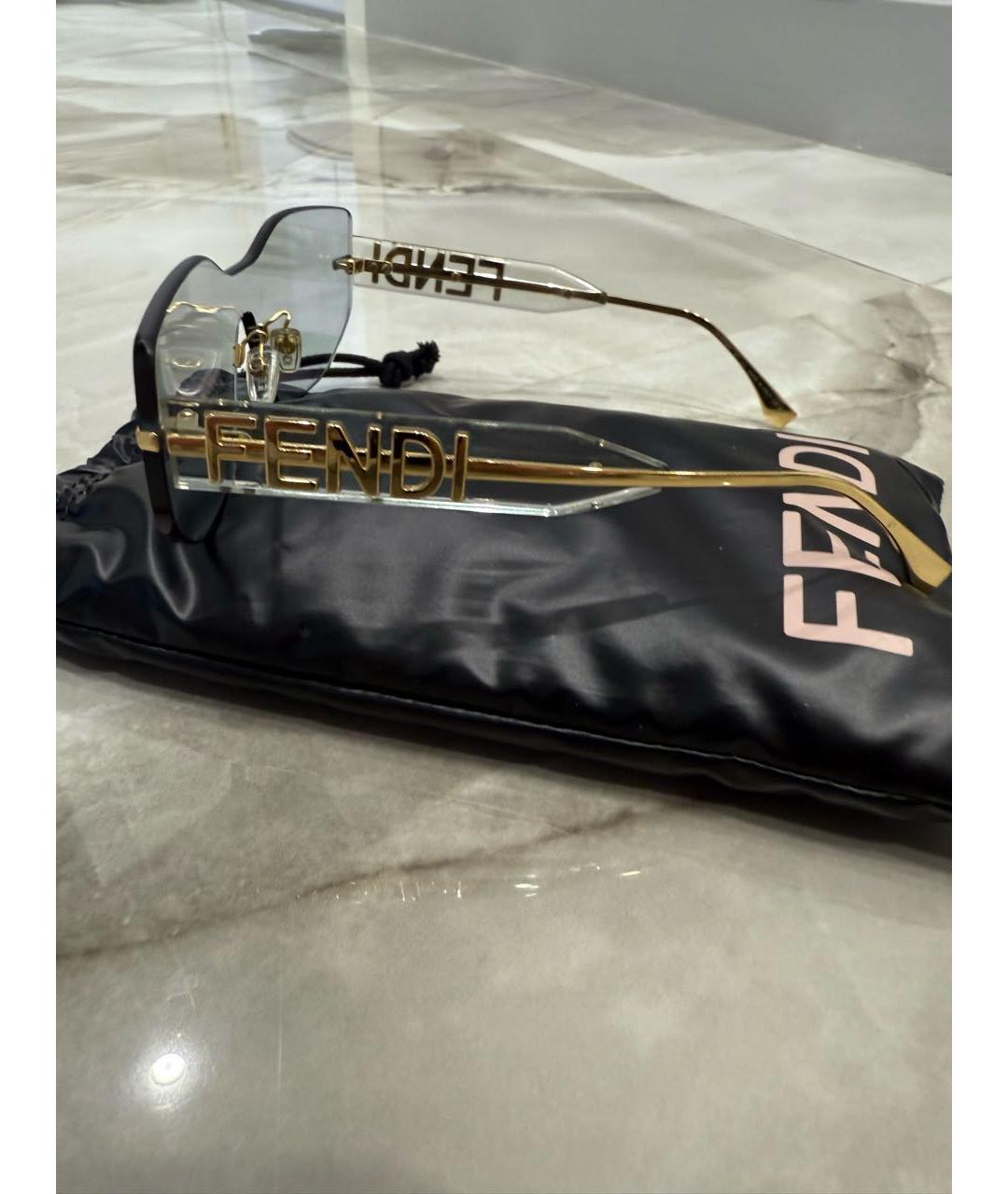 FENDI Голубые металлические солнцезащитные очки, фото 2