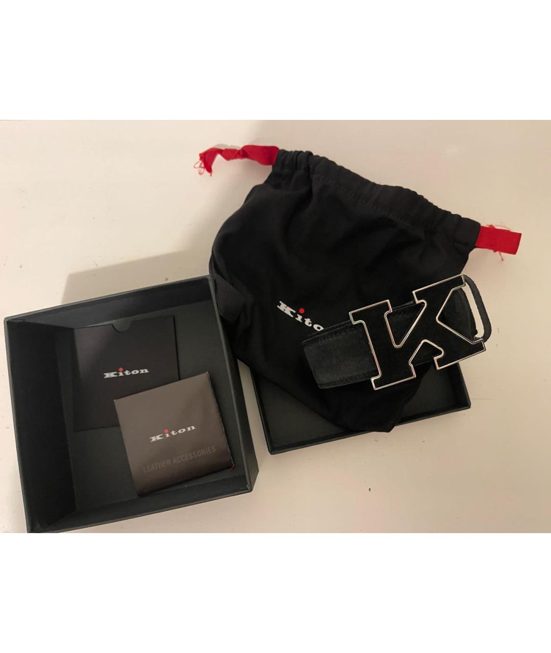 KITON Черный кожаный ремень, фото 5