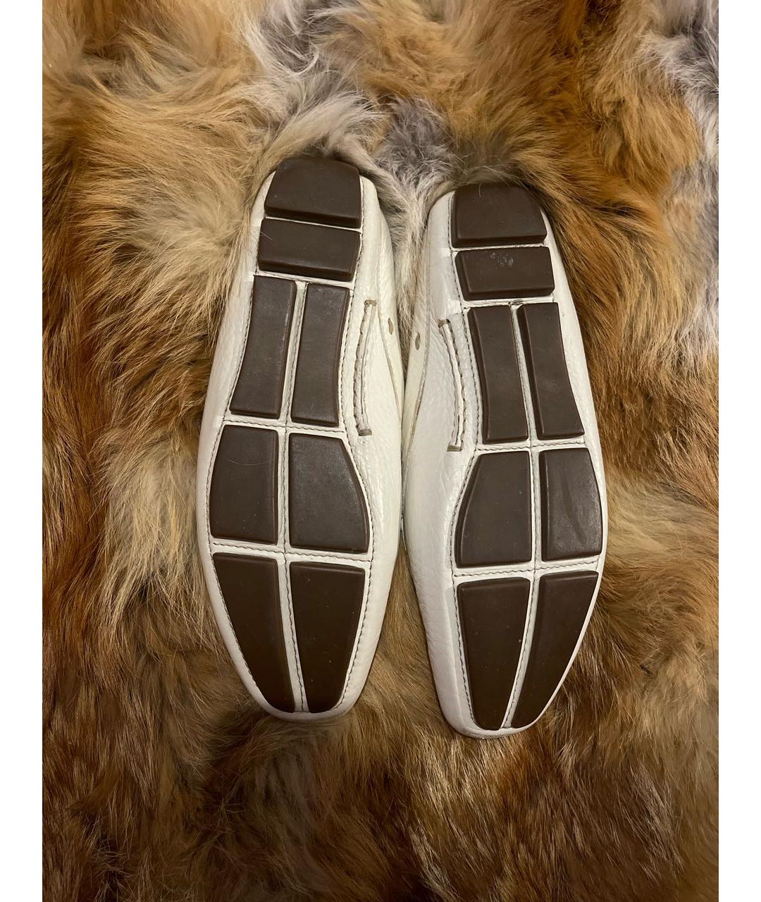 PRADA Белые кожаные мокасины, фото 6