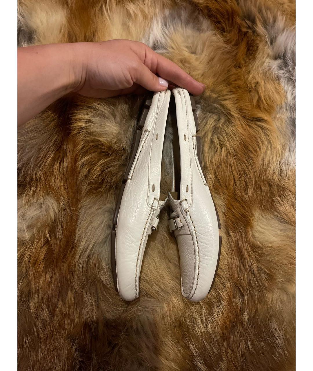 PRADA Белые кожаные мокасины, фото 8