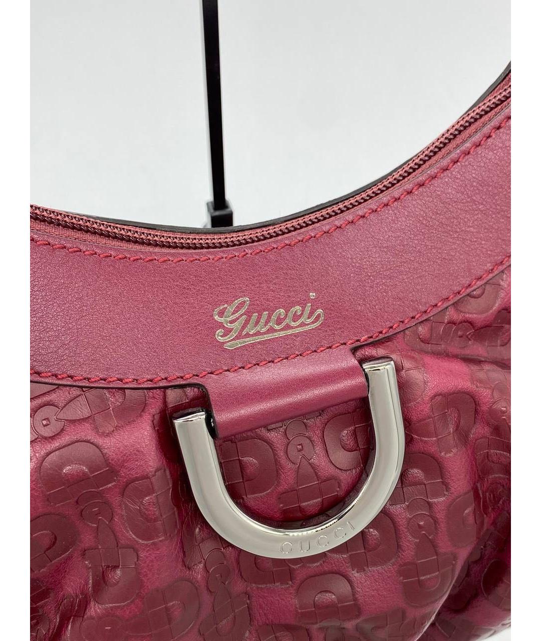GUCCI Бордовая кожаная сумка с короткими ручками, фото 7