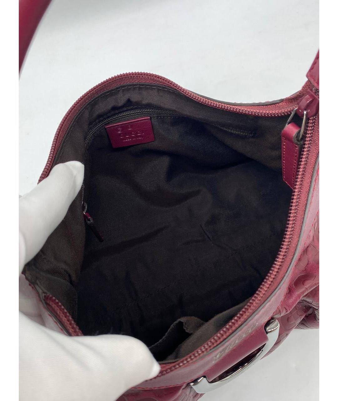 GUCCI Бордовая кожаная сумка с короткими ручками, фото 8