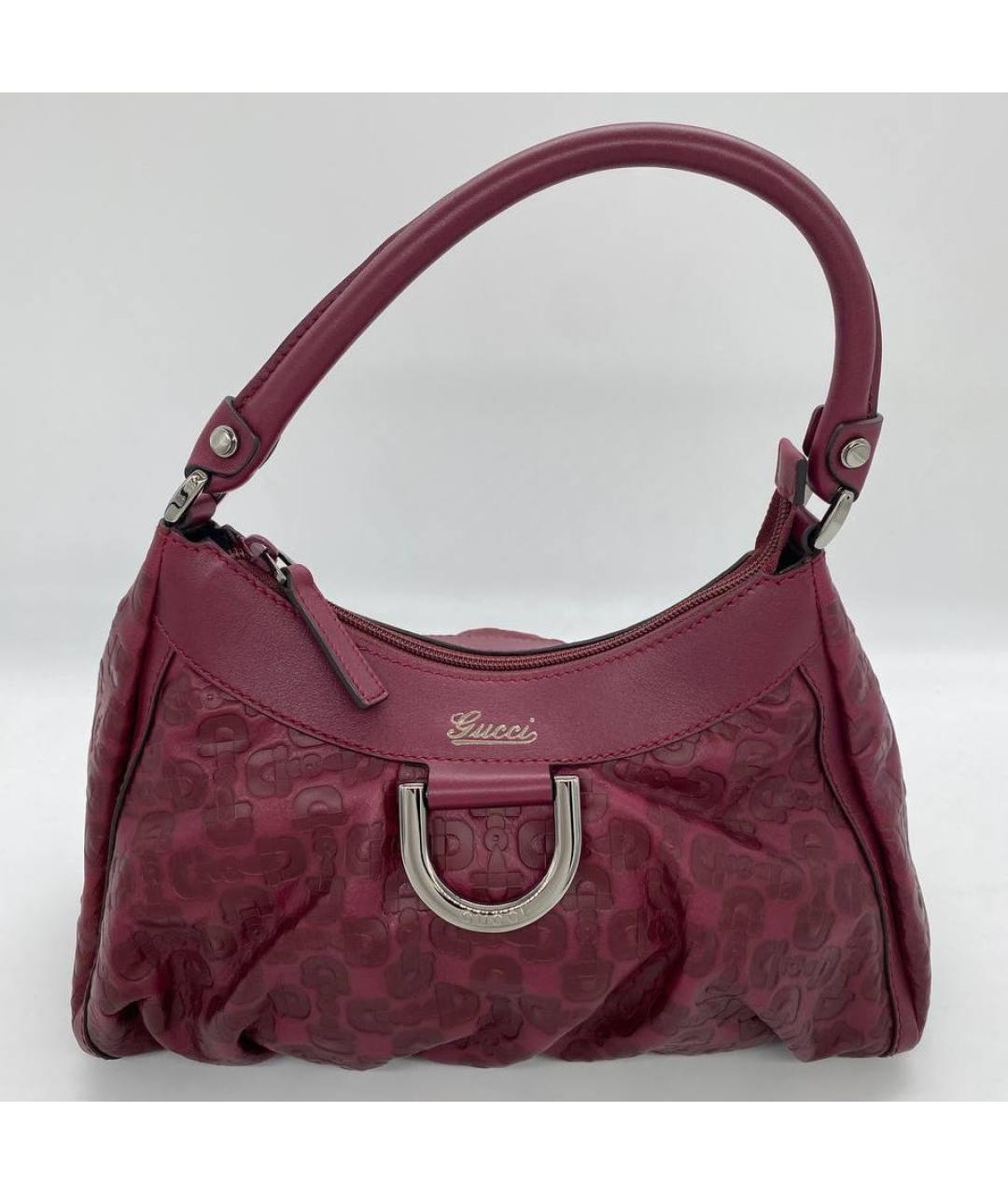 GUCCI Бордовая кожаная сумка с короткими ручками, фото 9