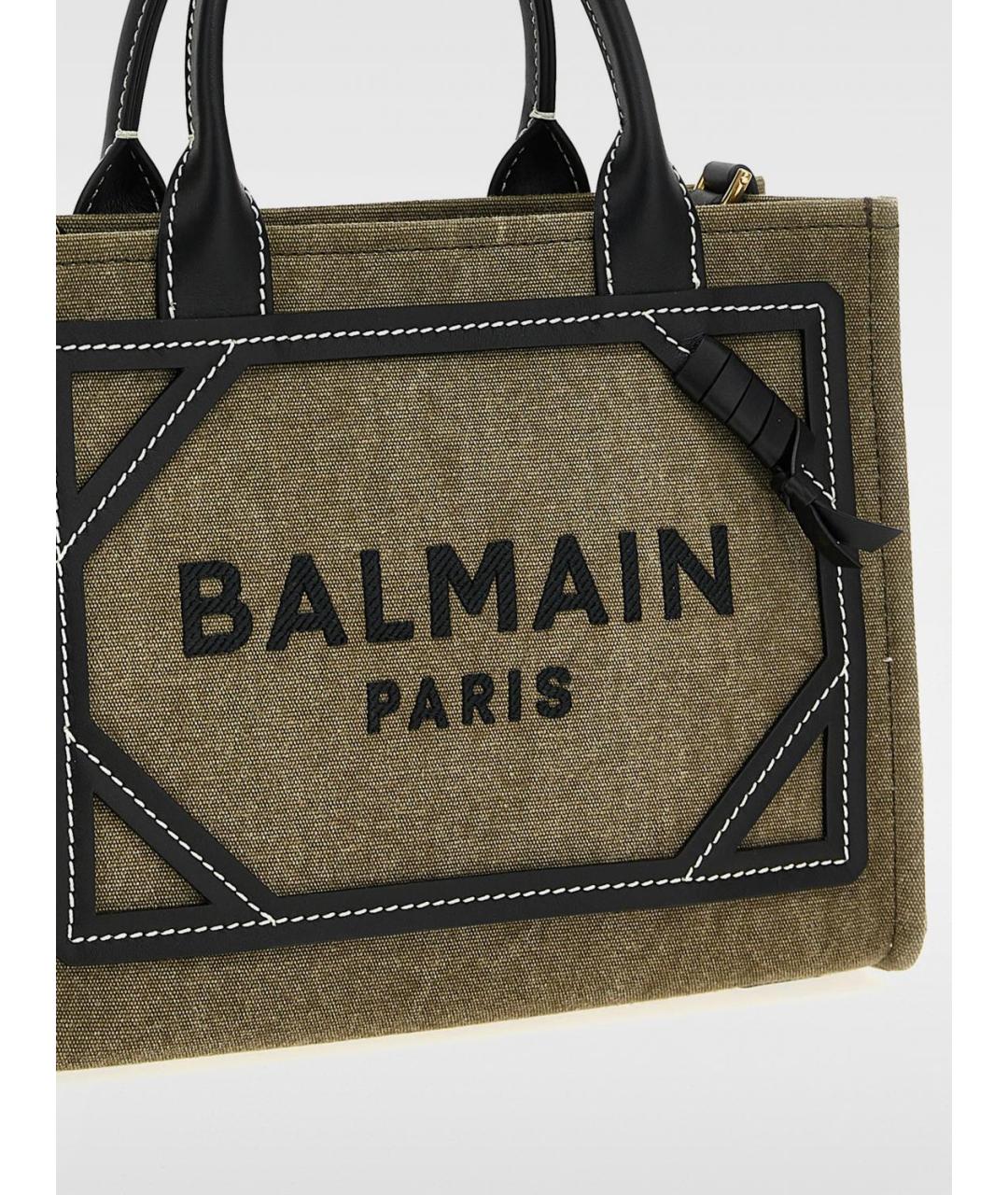 BALMAIN Хаки хлопковая сумка тоут, фото 3