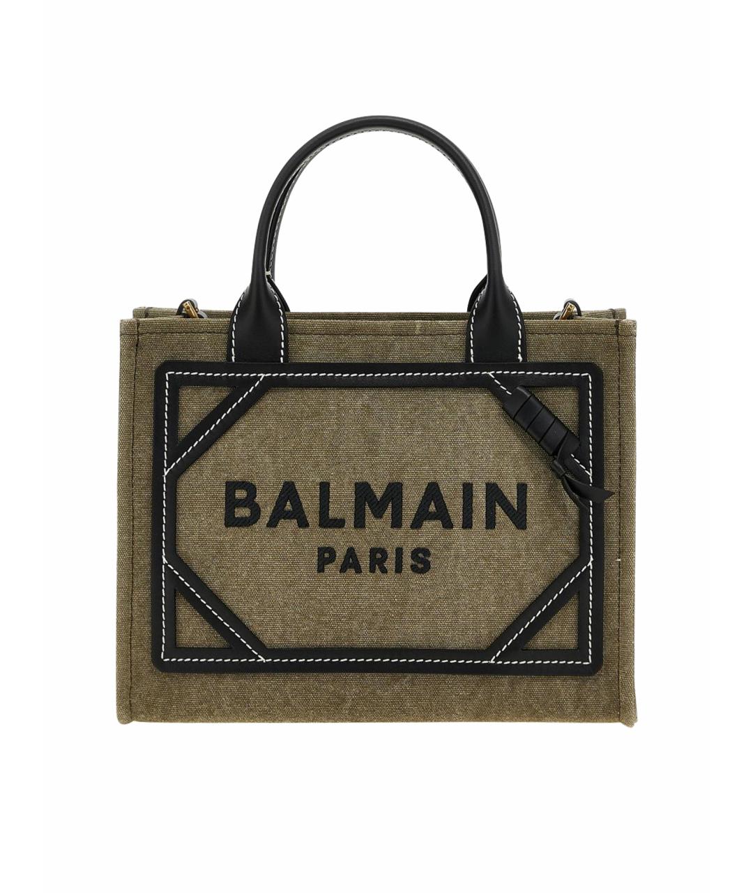 BALMAIN Хаки хлопковая сумка тоут, фото 1