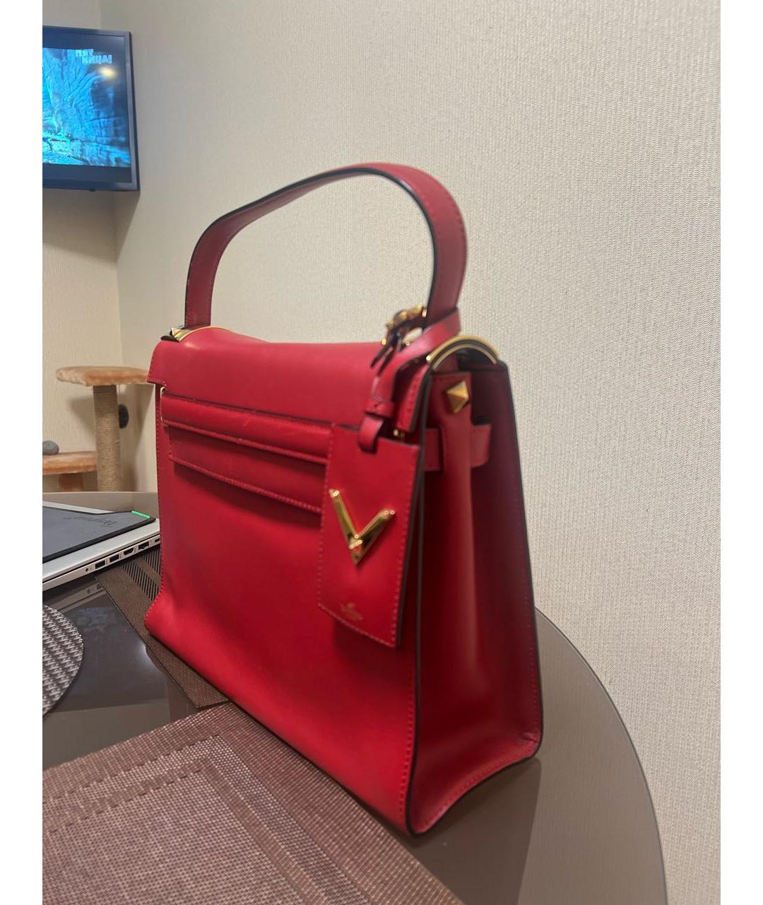 VALENTINO Красная кожаная сумка тоут, фото 2