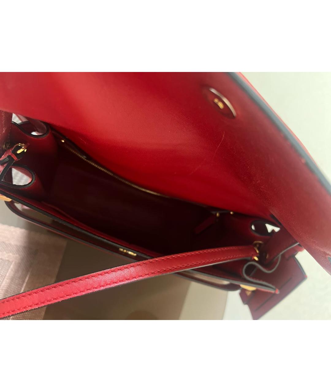 VALENTINO Красная кожаная сумка тоут, фото 4