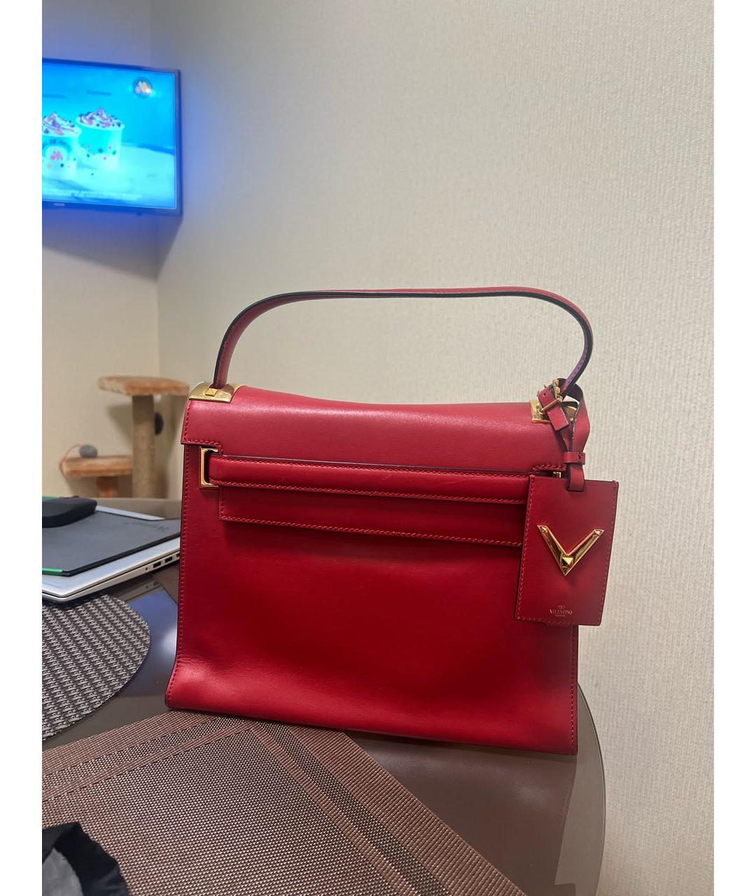 VALENTINO Красная кожаная сумка тоут, фото 8