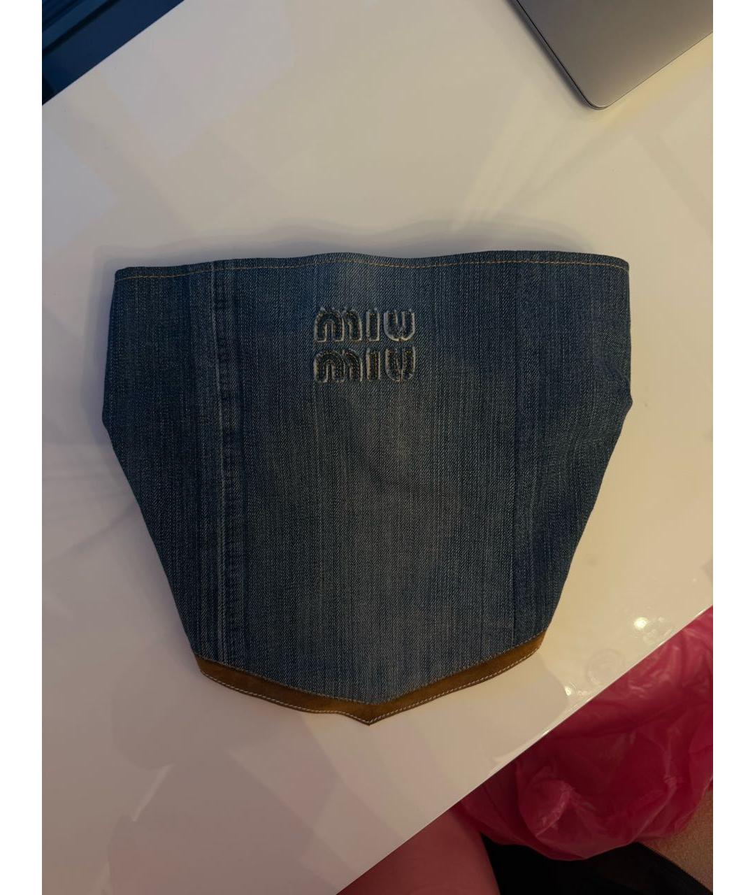 MIU MIU Синяя деним майка, фото 6