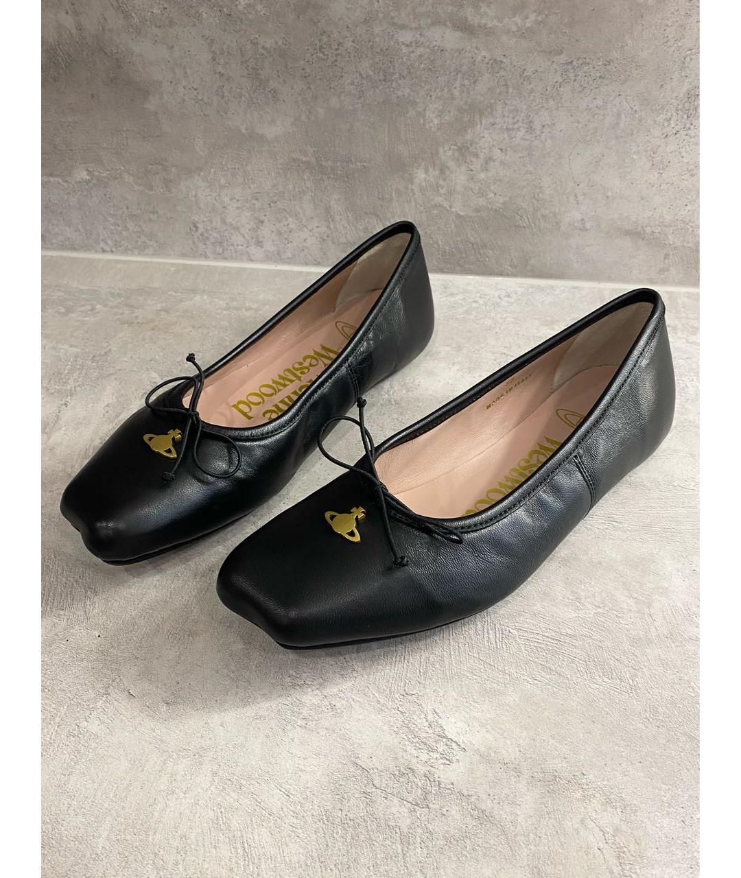 VIVIENNE WESTWOOD Черные кожаные балетки, фото 2