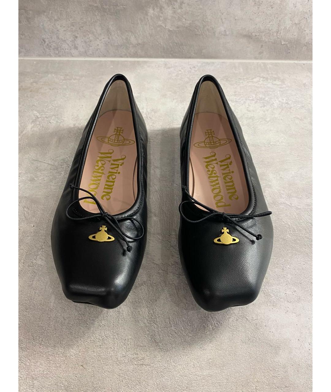 VIVIENNE WESTWOOD Черные кожаные балетки, фото 6