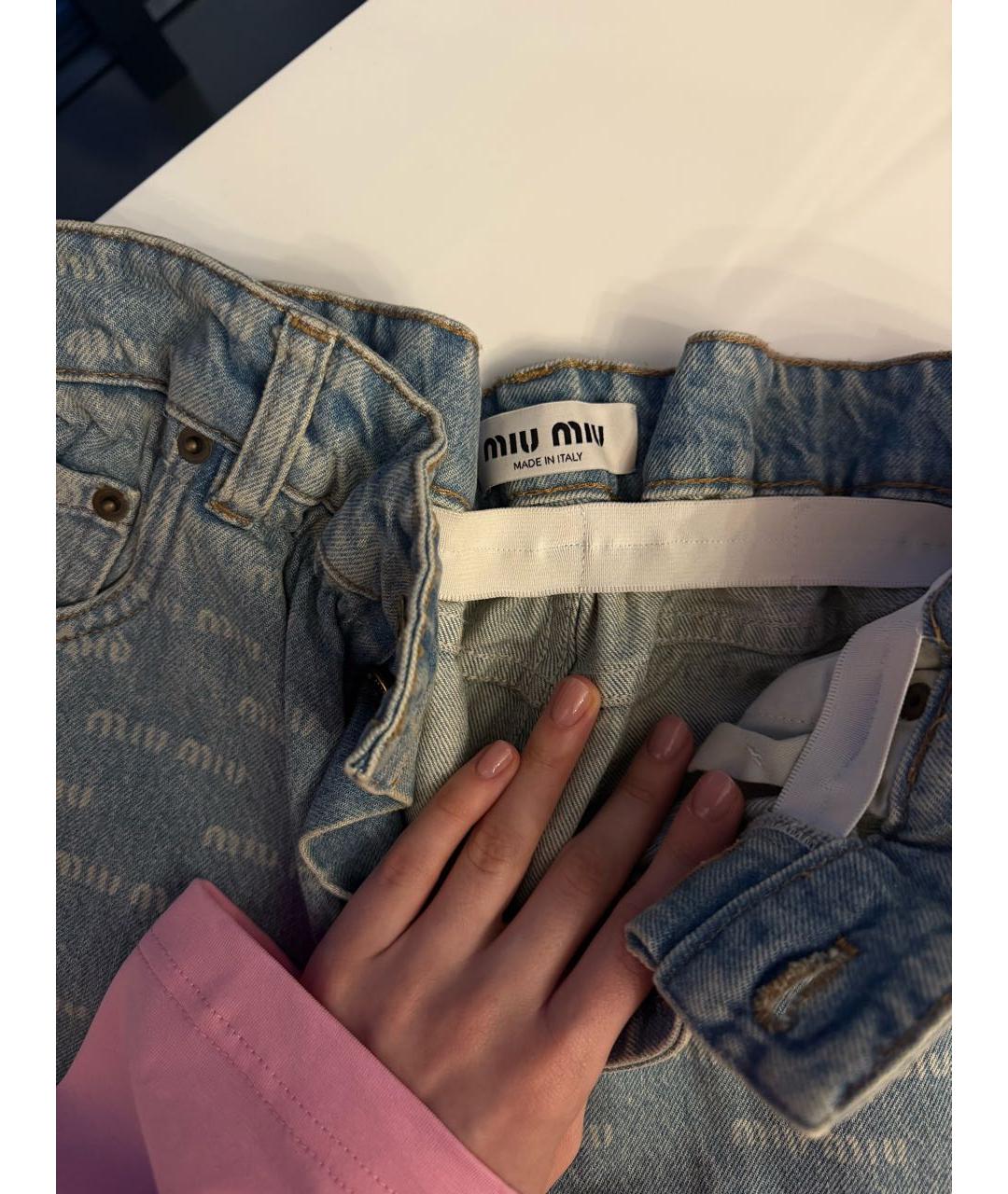 MIU MIU Голубые джинсы клеш, фото 3