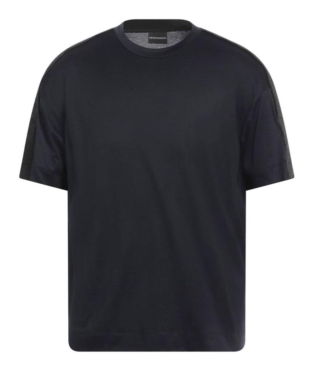 EMPORIO ARMANI Темно-синяя хлопко-полиэстеровая футболка, фото 1